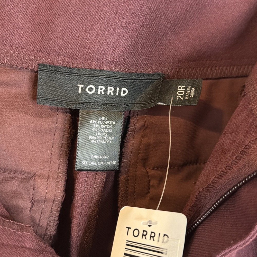 NWT Torrid Set Of 2 Women's Brushed Twill Wide Leg Pants Size 20R Maroon & Green - Picture 11 of 16